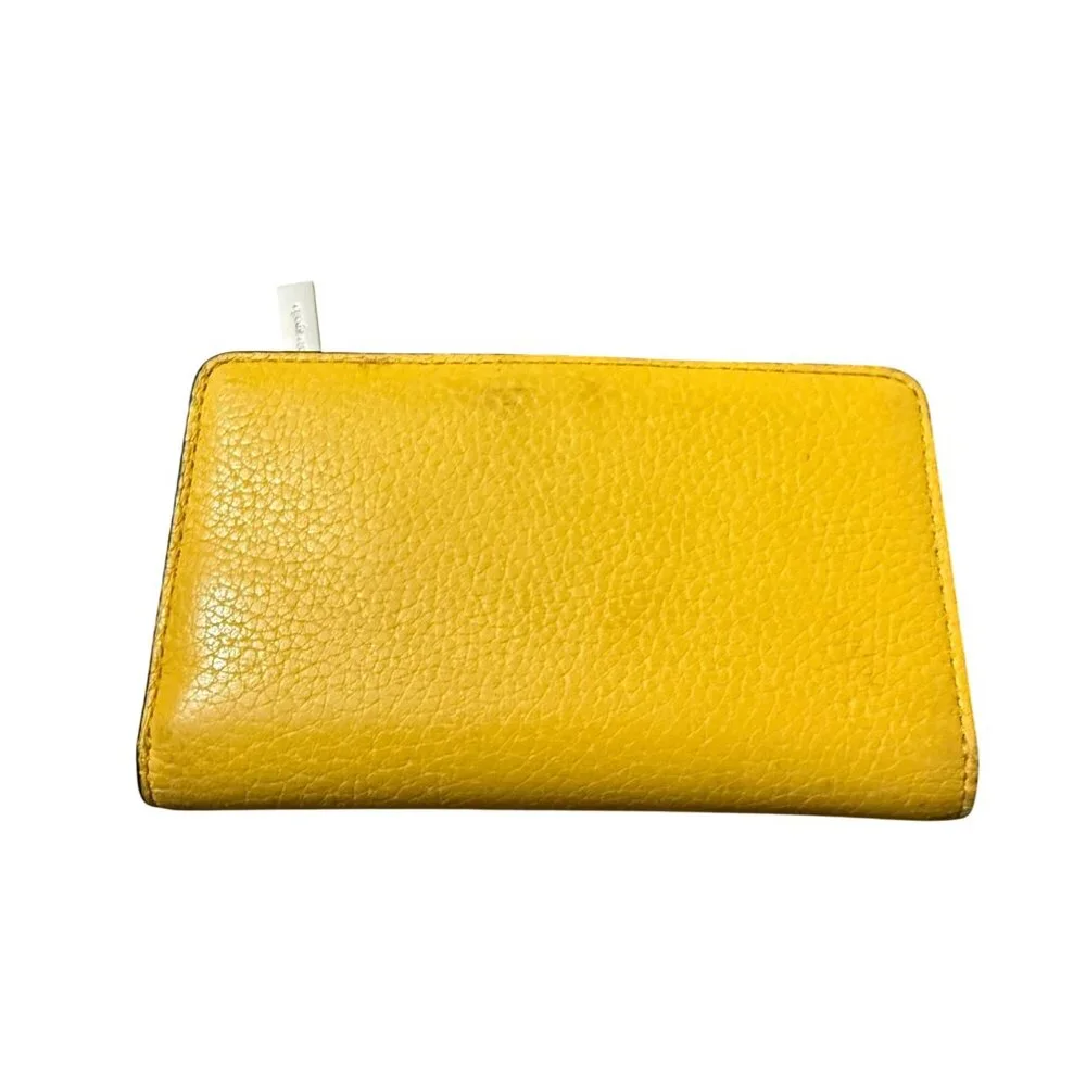 Kate Spade Mustard Yellow Leather Bi Fold Zippered Coin Wallet - Picture 3 of 6